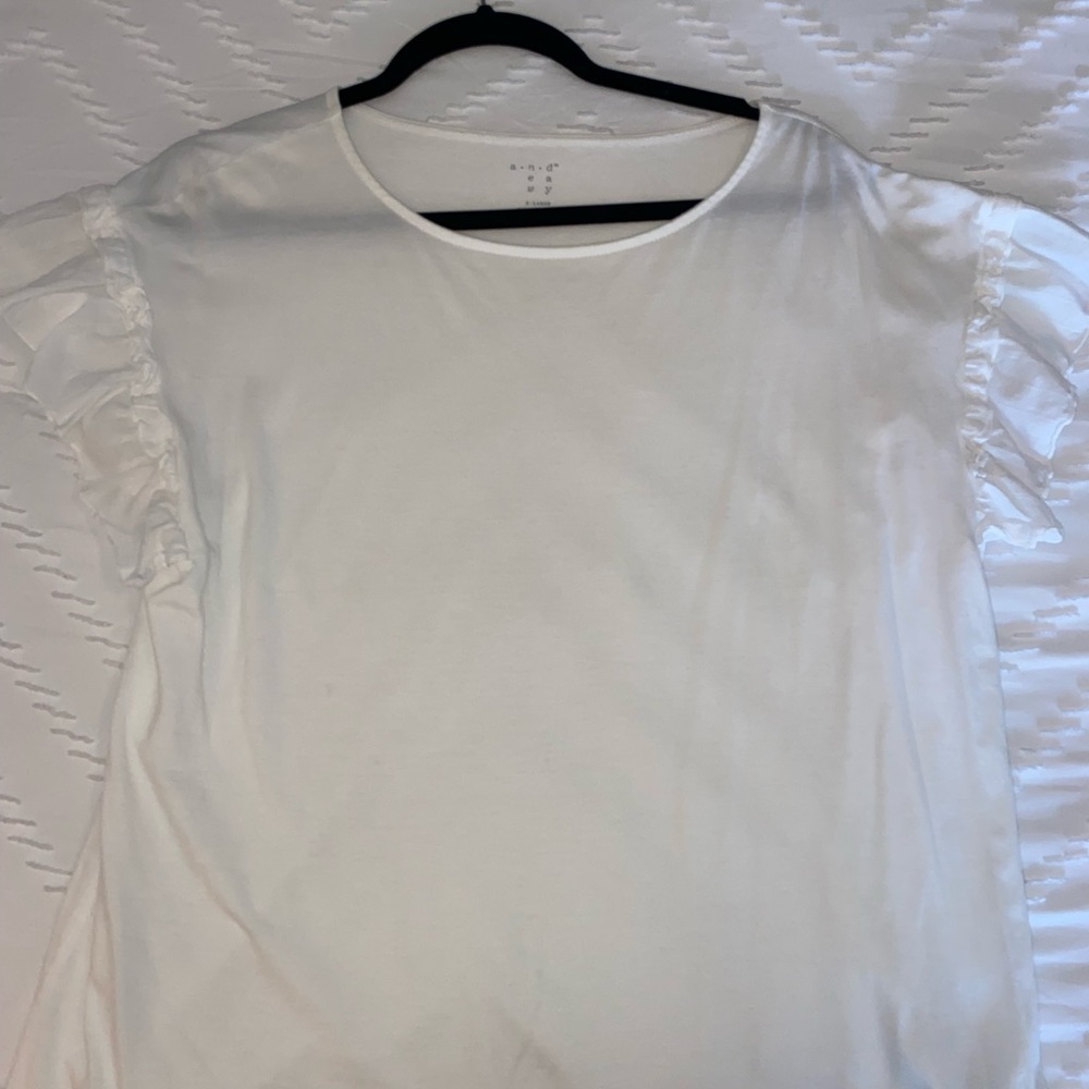 White Ruffle Sleeve T-Shirt